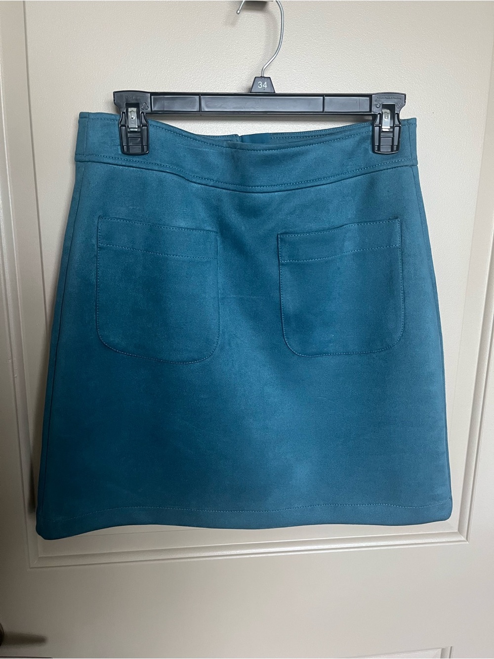 LOFT Teal Faux-Suede Pocket Mini Skirt - Unbranded